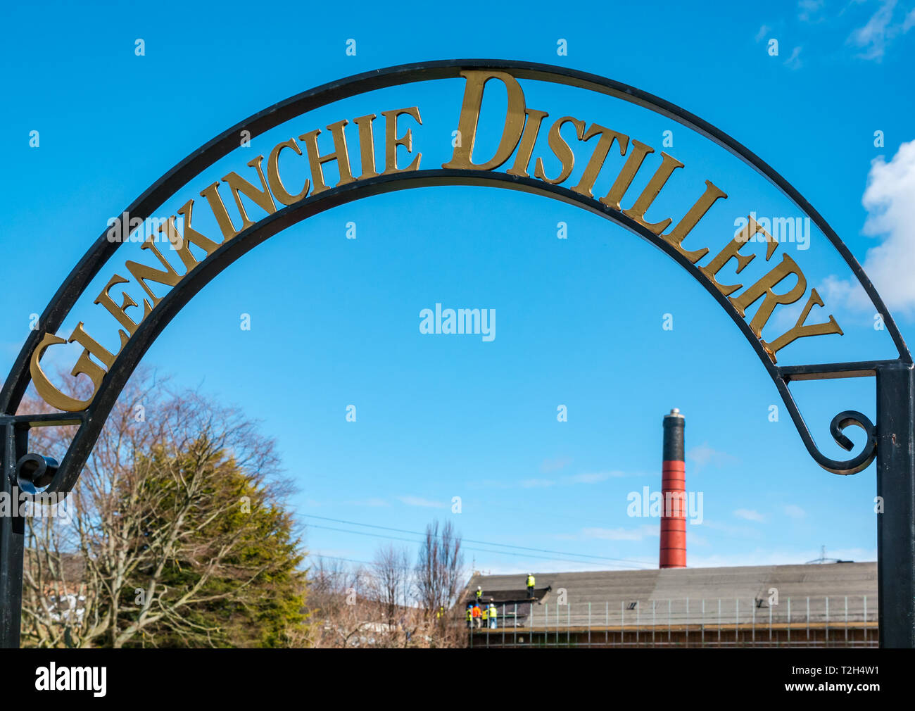 Entrance gate to Glenkinchie whisky distillery East Lothian, Scotland, UK Stock Photo