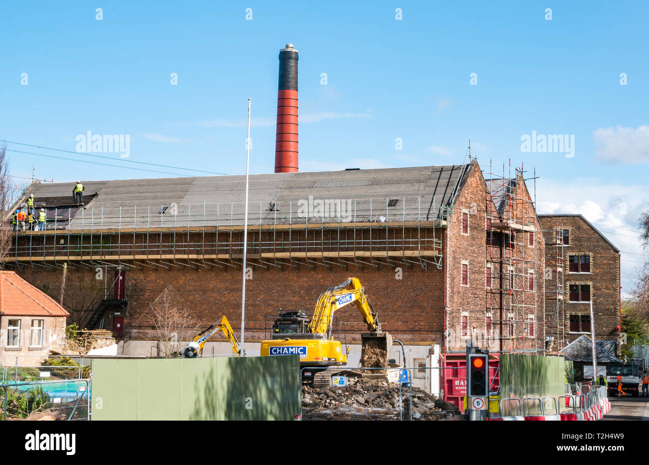 Glenkinchie whisky distillery undergoing renovations, East Lothian, Scotland, UK Stock Photo
