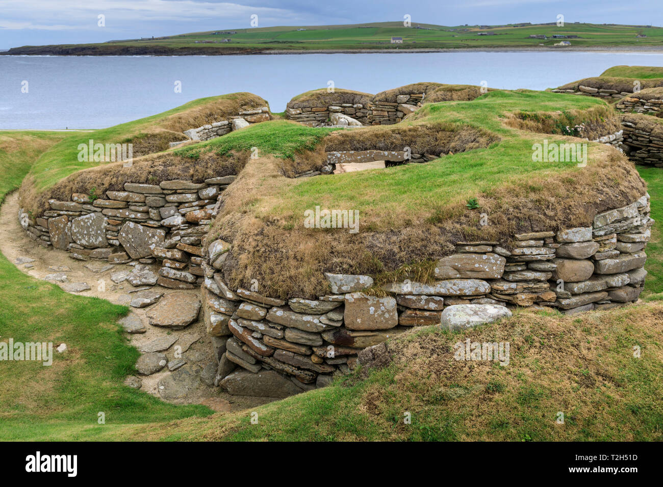 Skara Brae Neolithic settlement in Orkney Islands, Scotland, Europe Stock Photo