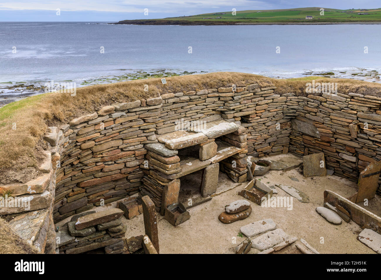 Skara Brae Neolithic settlement in Orkney Islands, Scotland, Europe Stock Photo