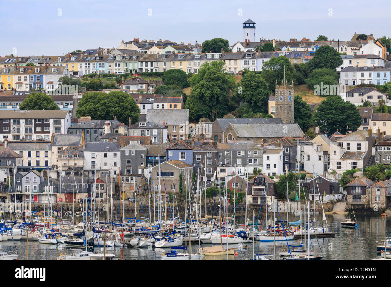 Boats moored by Falmouth in Cornwall, England, Europe Stock Photo