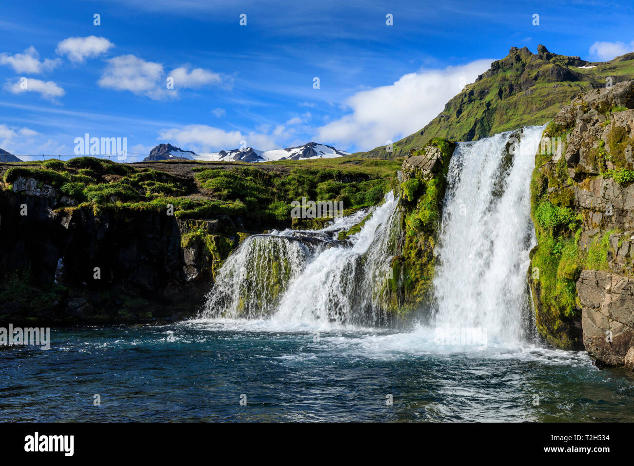 Kirkjufellsfoss waterfall in Grundarfjordur, Iceland, Europe Stock Photo