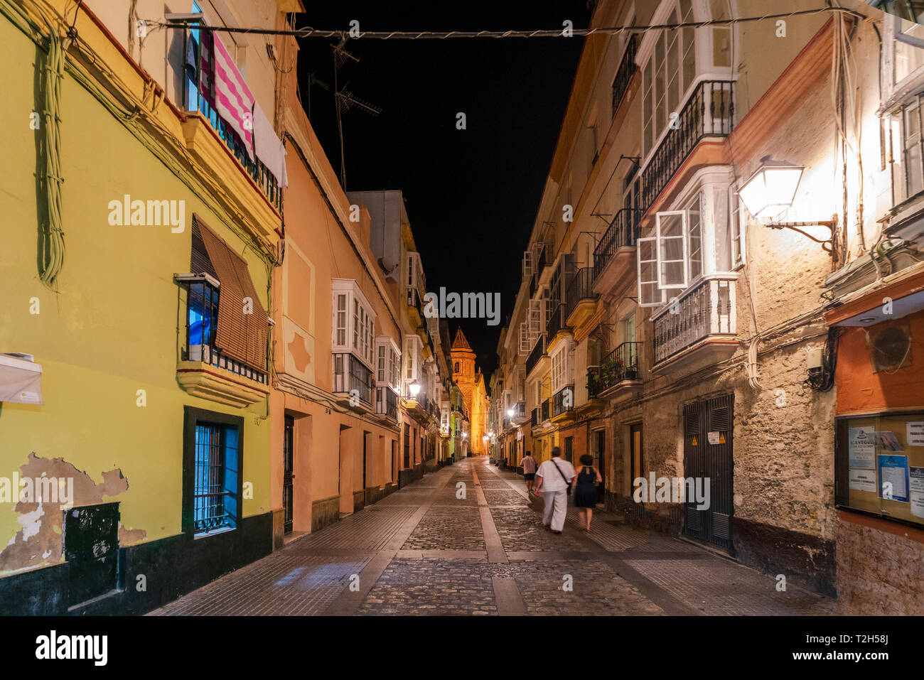 Street in old town of Cadiz, Spain, Europe Stock Photo
