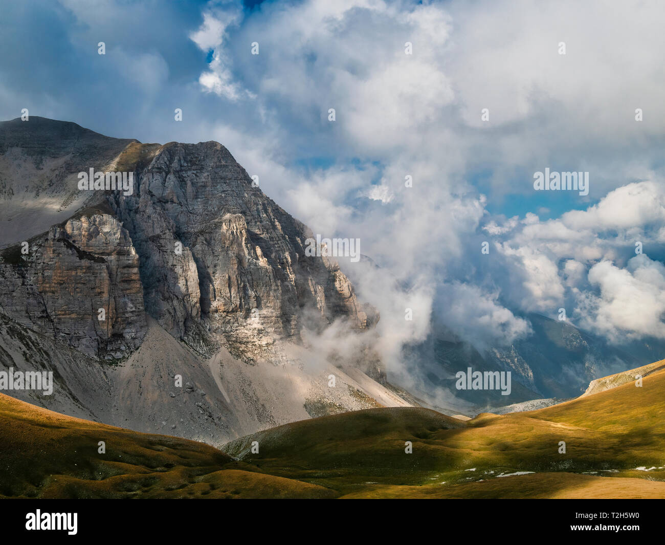 Monte Vettore in Sibillini Mountains, Italy, Europe Stock Photo