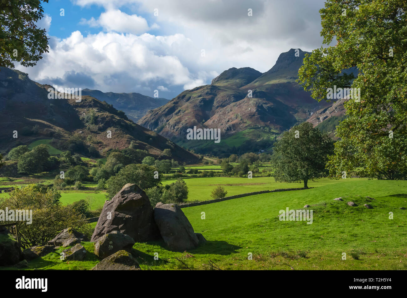 Langdale Pikes in English Lake District National Park, England, Europe Stock Photo