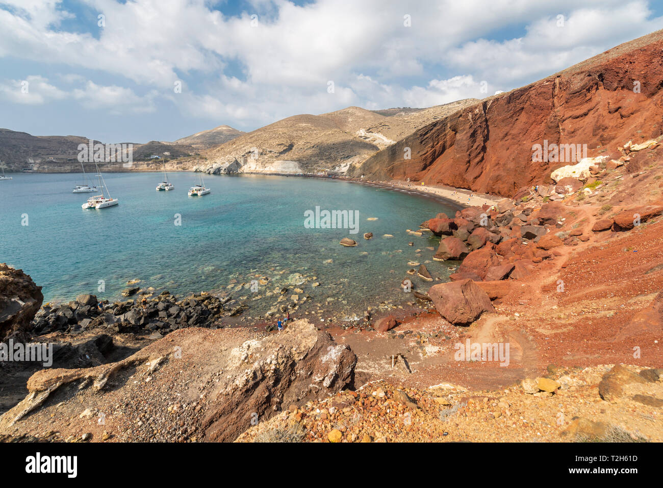 Red Beach in Akrotiri, Santorini, Greece, Europe Stock Photo