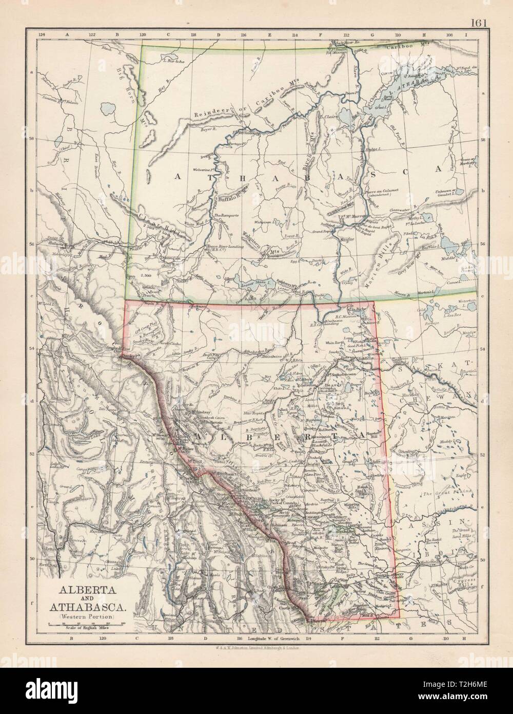 ALBERTA & ATHABASCA. Province map w/ Canadian Pacific Railroad
