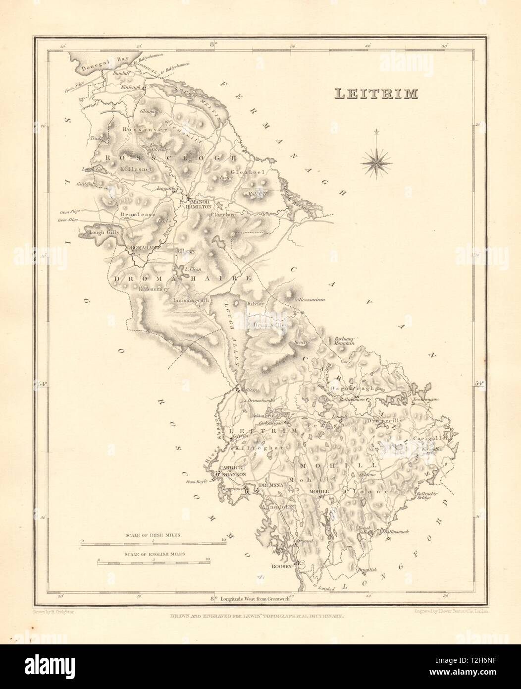 COUNTY LEITRIM antique map for LEWIS by CREIGHTON & DOWER Ireland 1846 Stock Photo Alamy