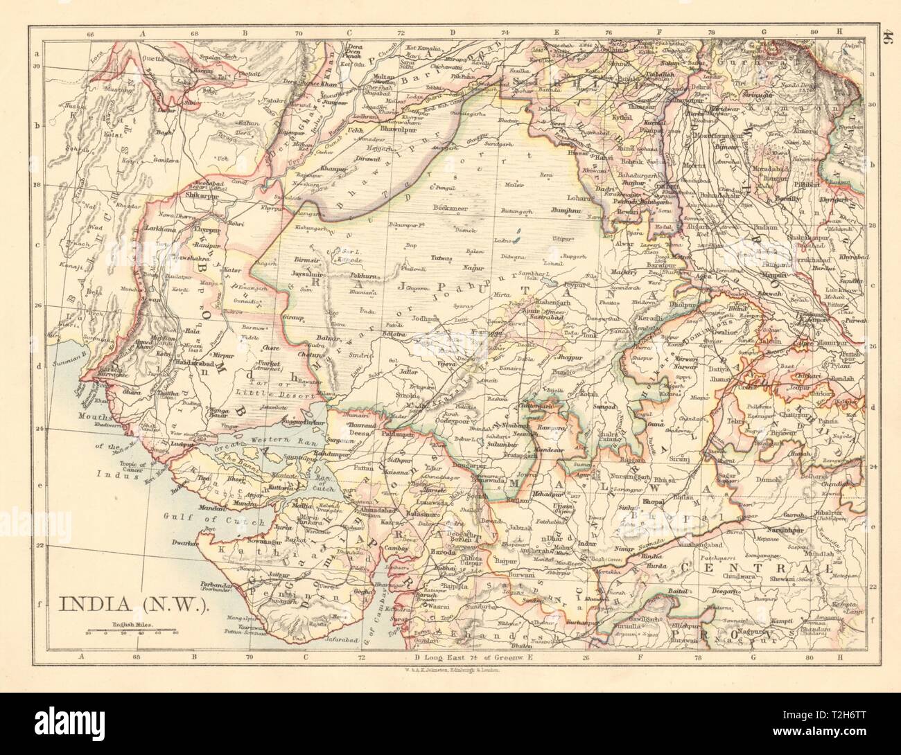 Gujarat And Rajasthan Map British India Nw Rajputana (Rajasthan) Sindh Gujarat Malwa Johnston 1892 Map  Stock Photo - Alamy