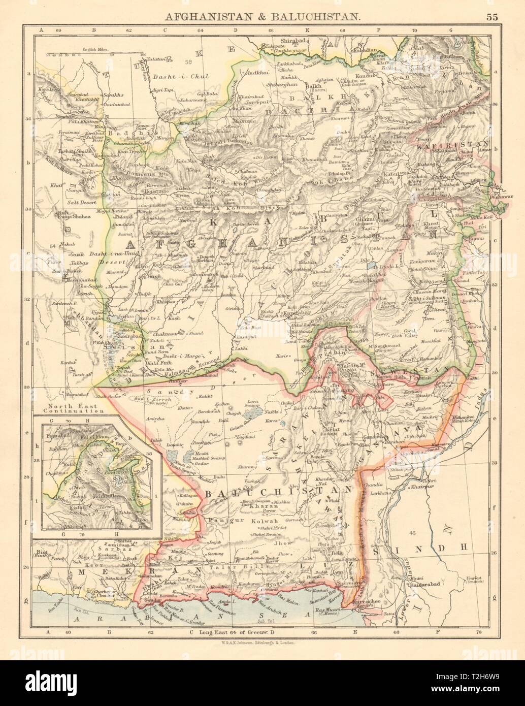 AFGHANISTAN & BALUCHISTAN Kabul British Baluchistan (pink) Pakistan ...