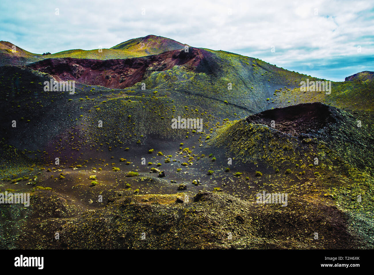 Mountain volcano on the island Lanzarotte in Spain. real colors, no filters Stock Photo