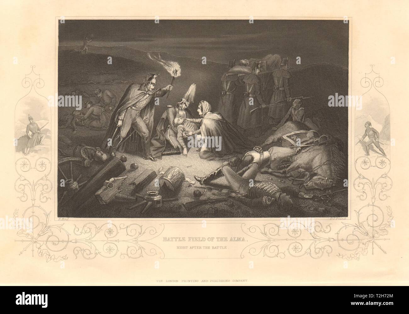 CRIMEAN WAR. Battlefield of the Alma, the night after the battle 1860 print Stock Photo