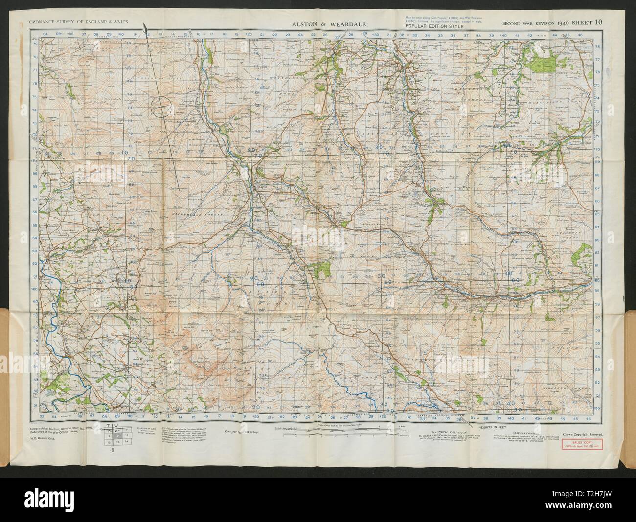 Alston & Weardale Sheet 10 War Revision North Pennines ORDNANCE SURVEY ...