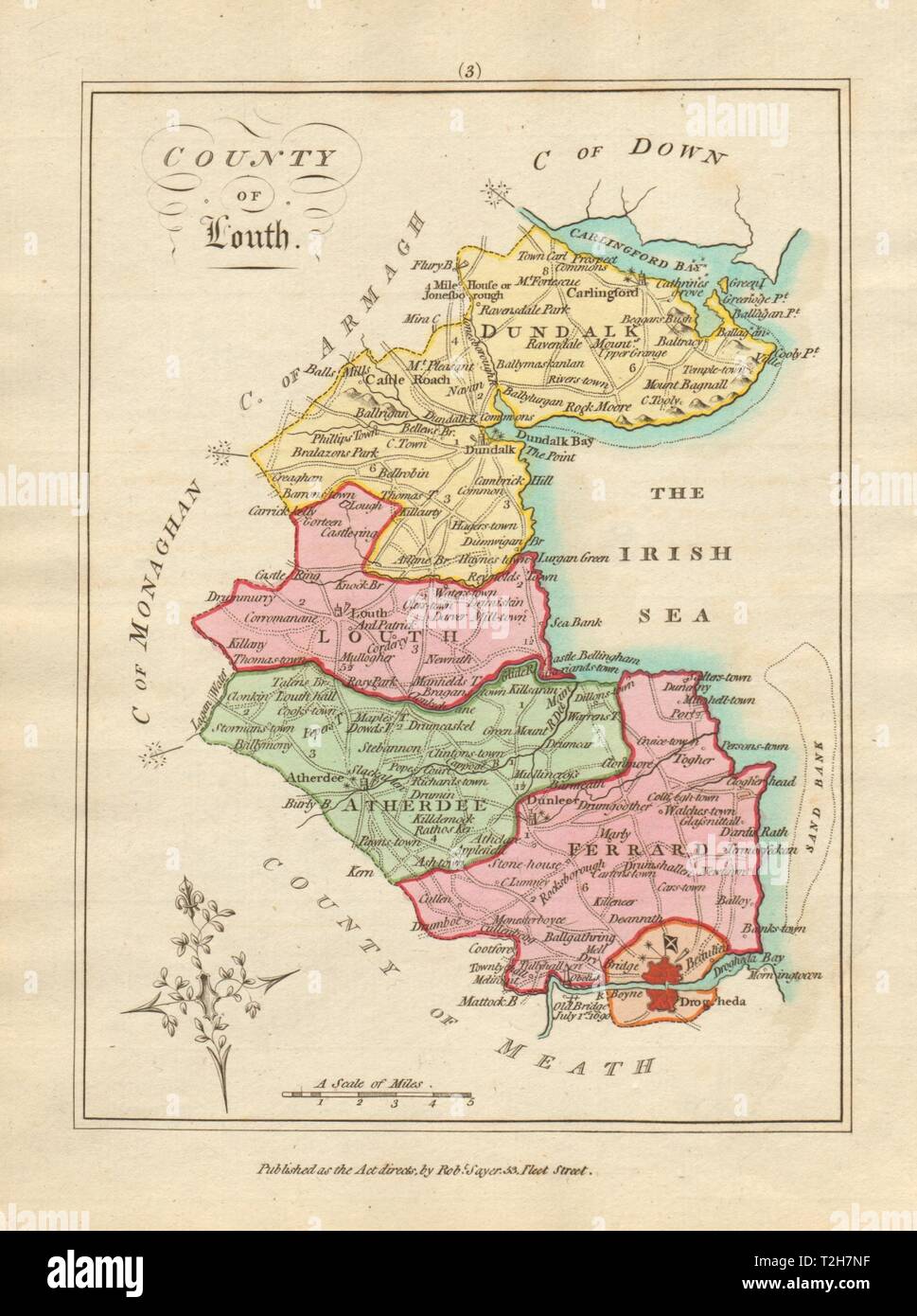 County of Louth, Leinster. Antique copperplate map by Scalé / Sayer 1788 Stock Photo