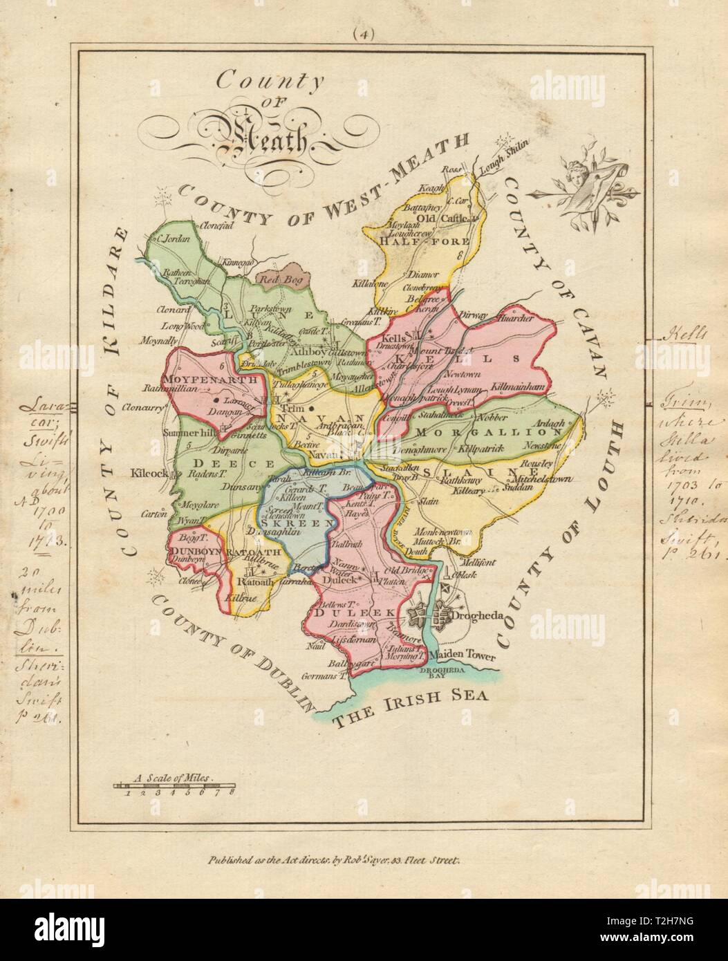 County of Meath, Leinster. Antique copperplate map by Scalé / Sayer 1788 Stock Photo