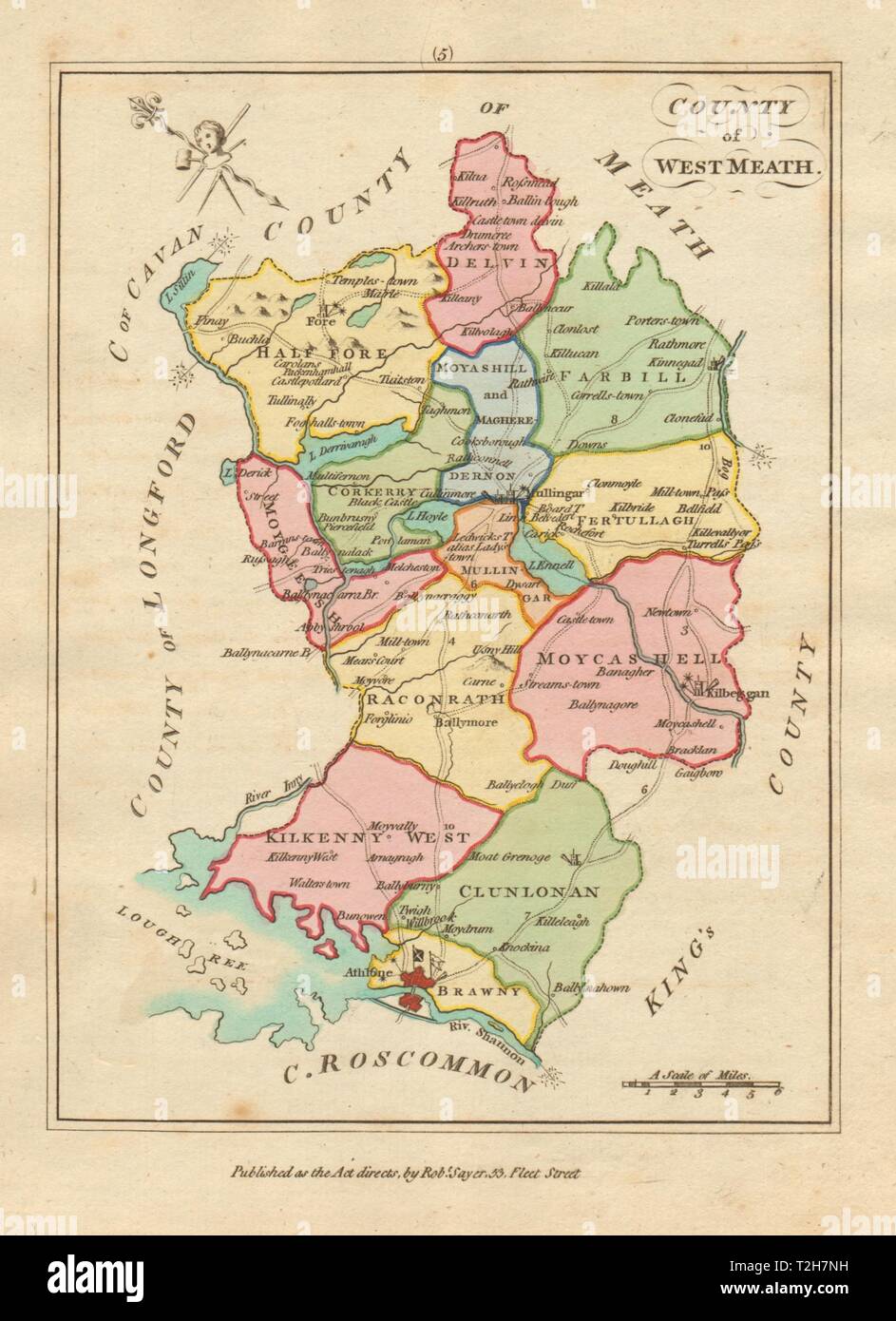 County of West Meath, Leinster. Antique copperplate map. Scalé / Sayer 1788 Stock Photo