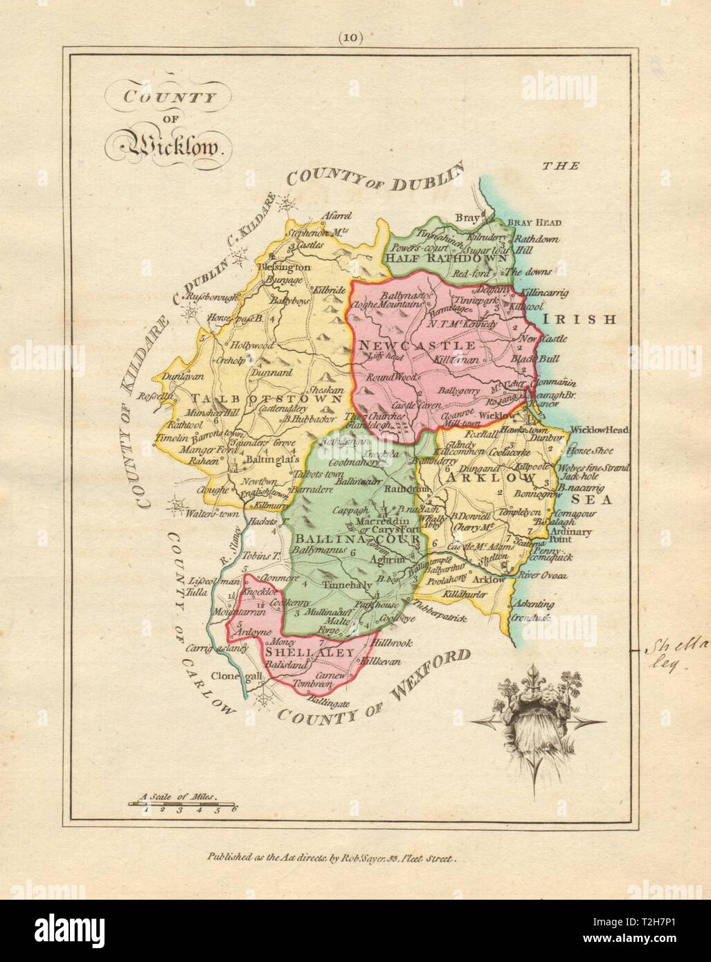 County of Wicklow, Leinster. Antique copperplate map by Scalé / Sayer 1788 Stock Photo
