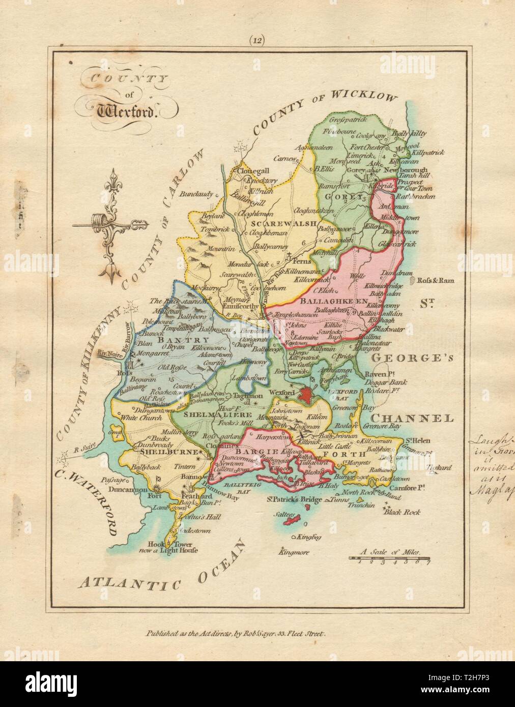 County of Wexford, Leinster. Antique copperplate map by Scalé / Sayer 1788 Stock Photo