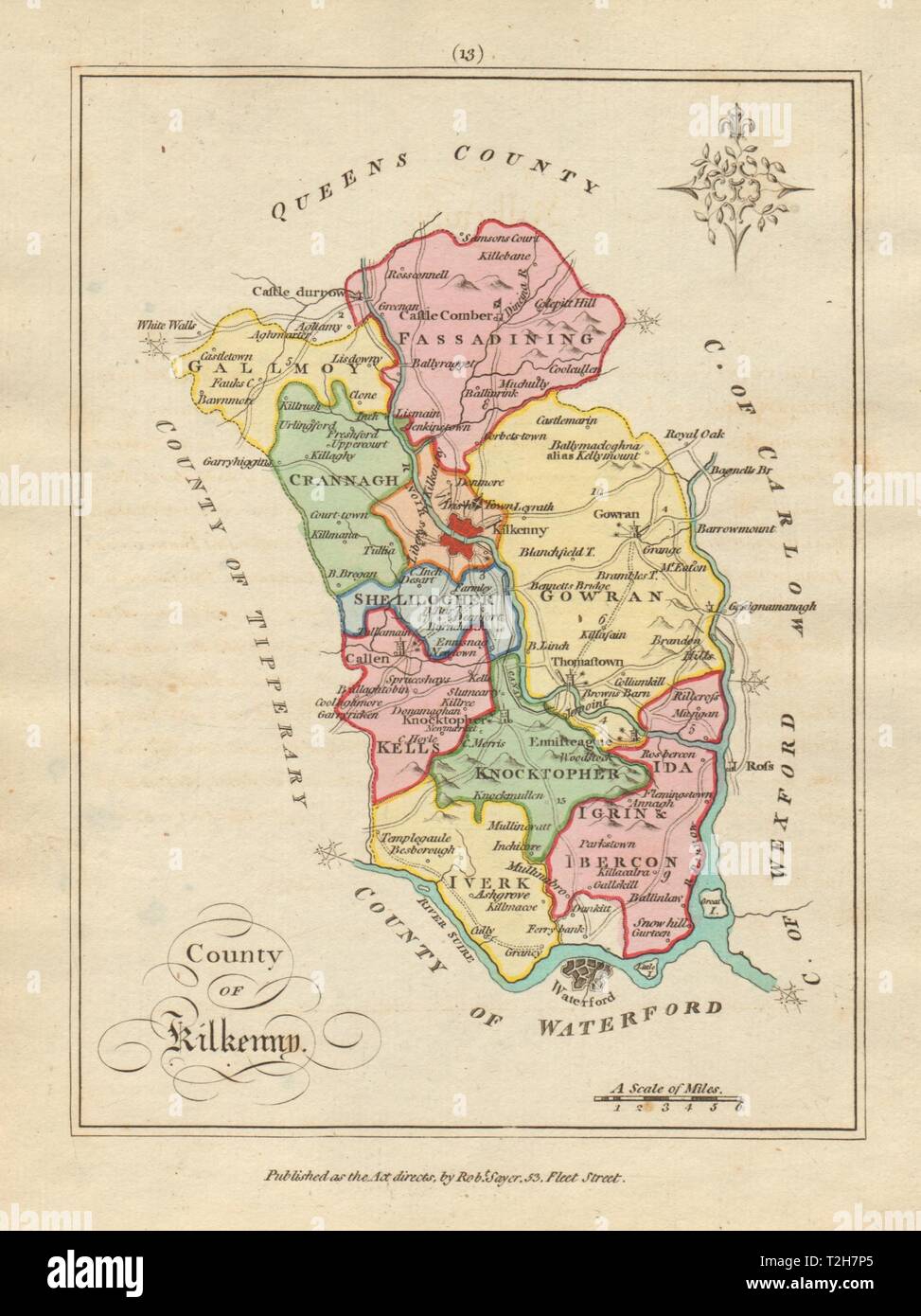 County of Kilkenny, Leinster. Antique copperplate map by Scalé / Sayer 1788 Stock Photo