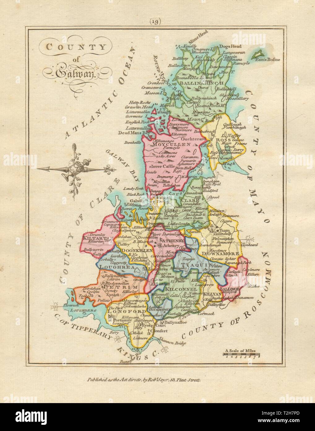 County of Galway, Connaught. Antique copperplate map by Scalé / Sayer 1788 Stock Photo