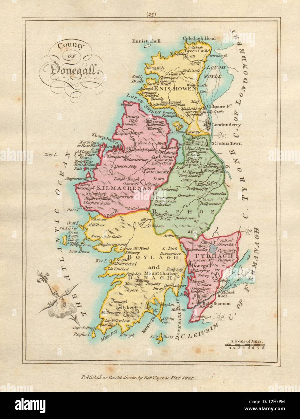 County of Donegall, Ulster. Antique copperplate map by Scalé / Sayer 1788 Stock Photo