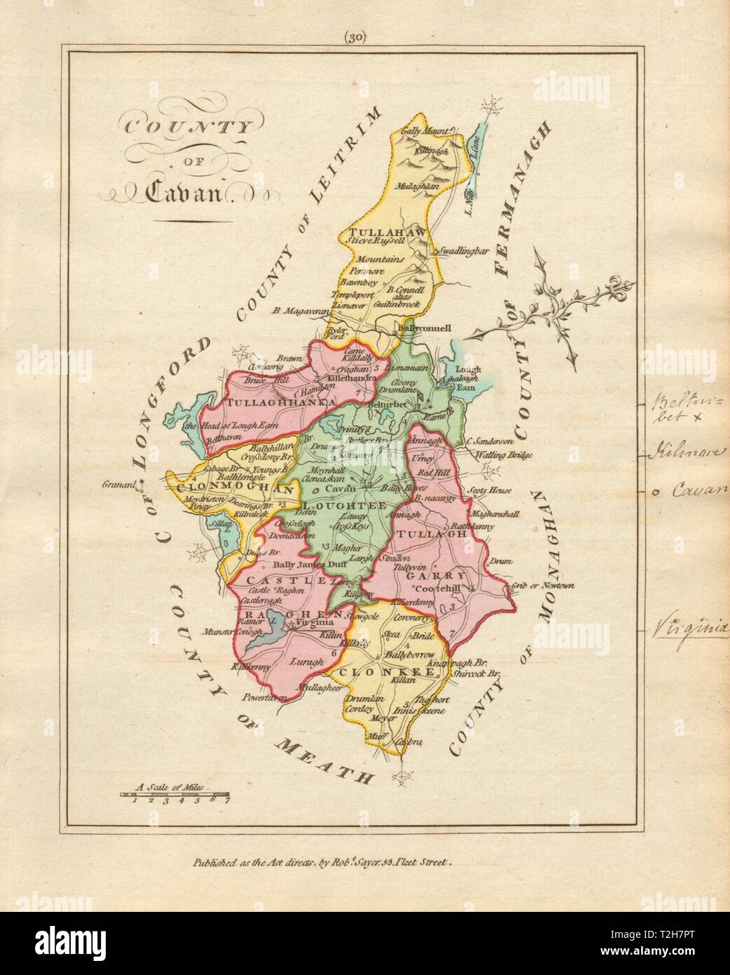 County of Cavan, Ulster. Antique copperplate map by Scalé / Sayer 1788 old Stock Photo