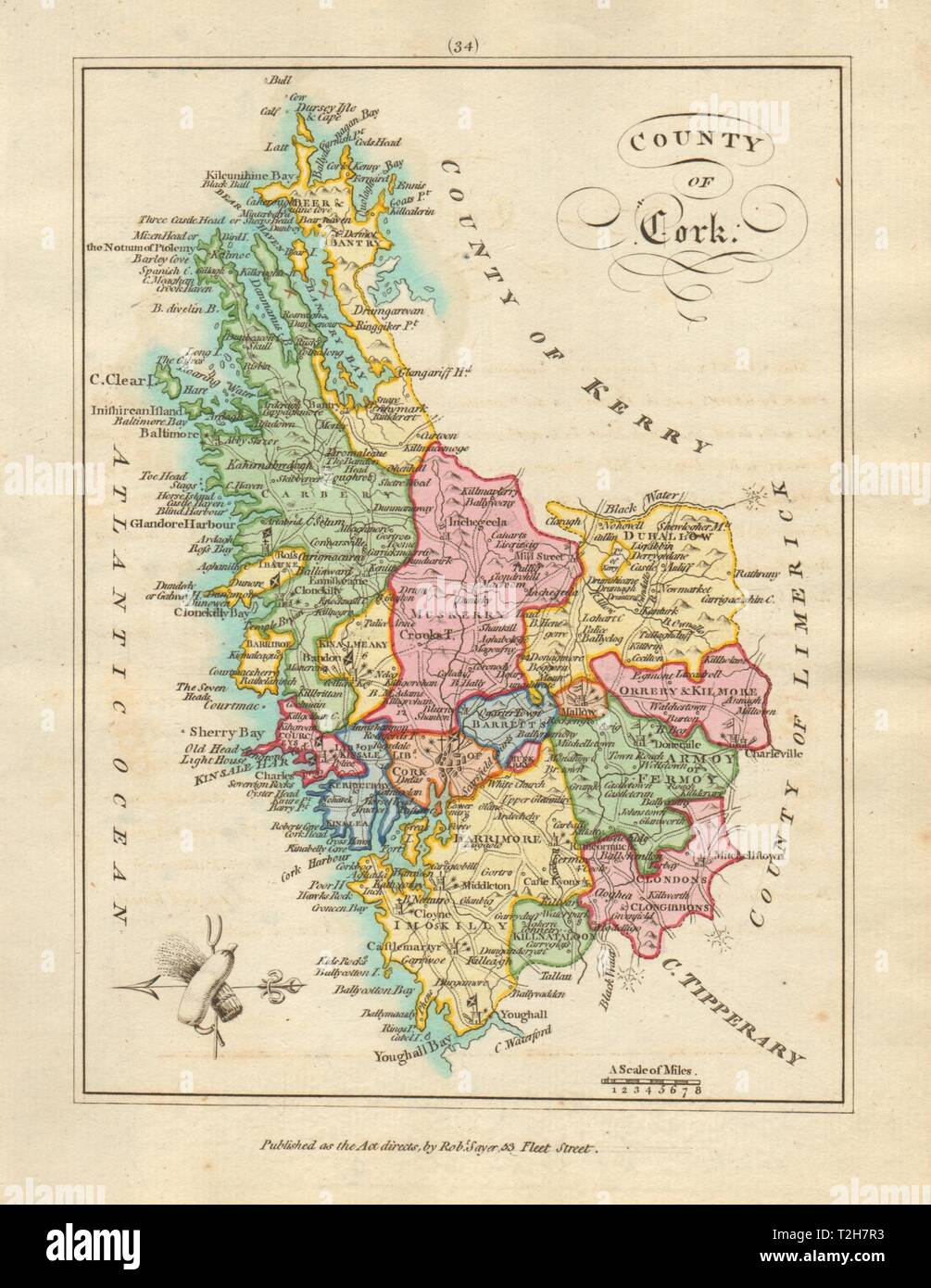 County of Cork, Munster. Antique copperplate map by Scalé / Sayer 1788 old Stock Photo