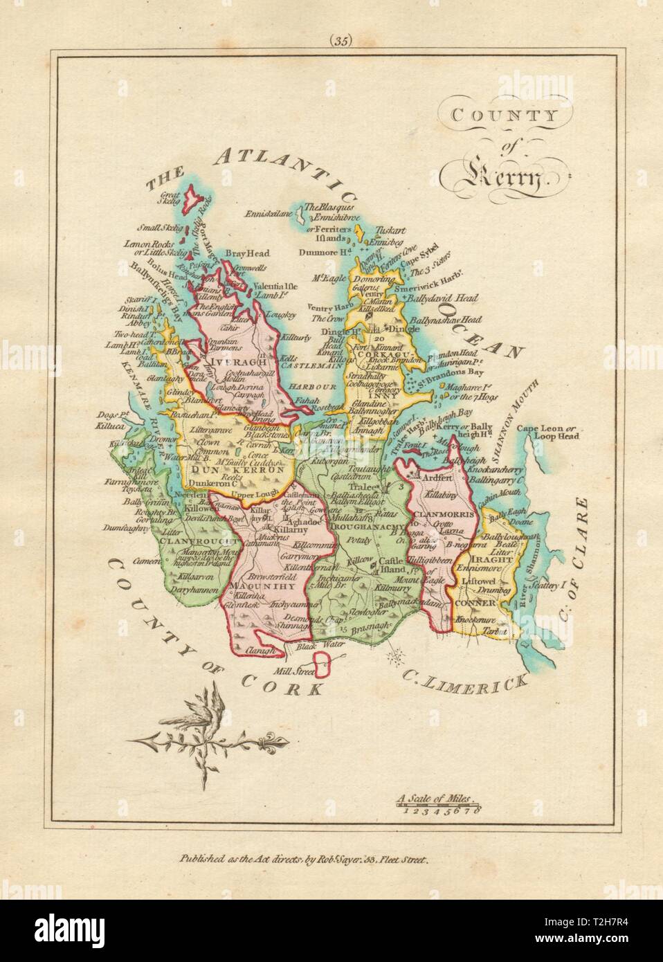 County of Kerry, Munster. Antique copperplate map by Scalé / Sayer 1788 Stock Photo