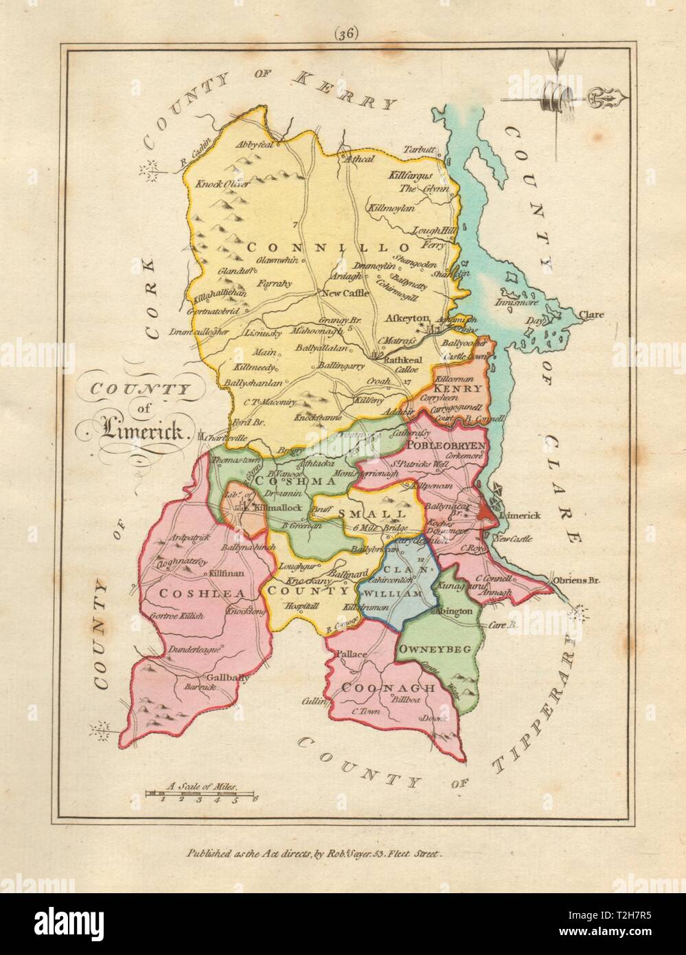 County of Limerick, Munster. Antique copperplate map by Scalé / Sayer 1788 Stock Photo