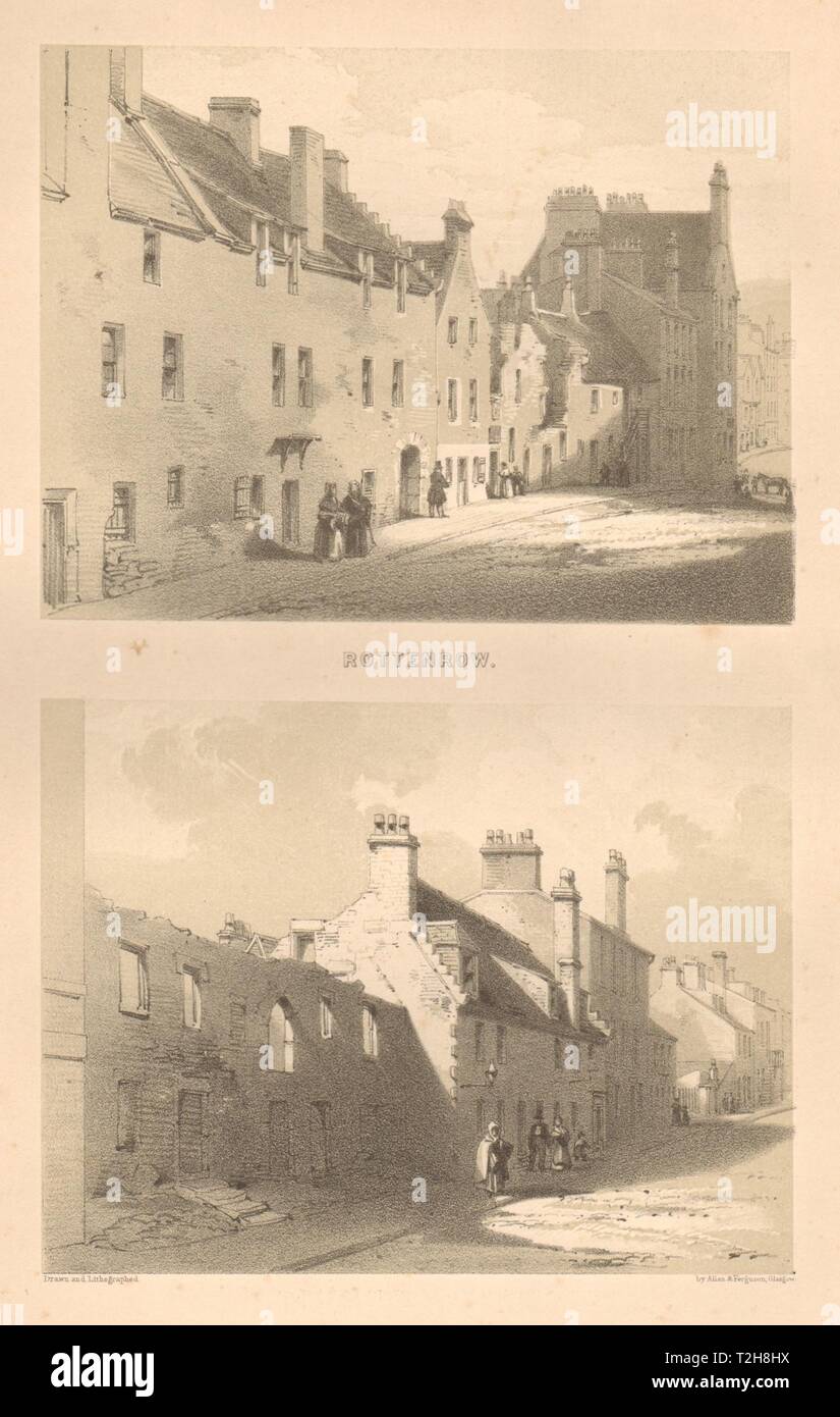Views of Rottenrow, Glasgow 1848 old antique vintage print picture Stock Photo