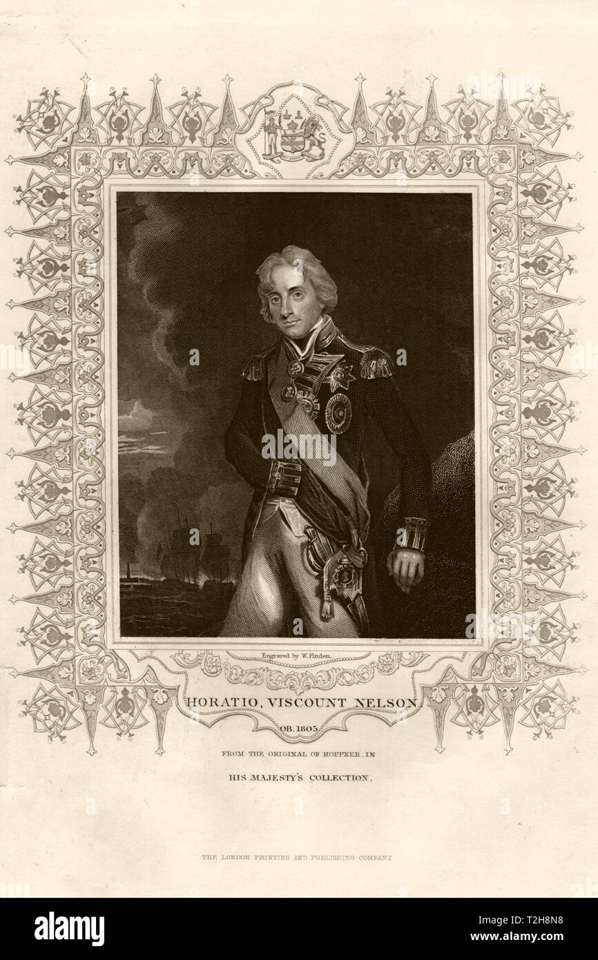 Vice Admiral Horatio Nelson. After Hoppner. TALLIS c1855 old antique print Stock Photo