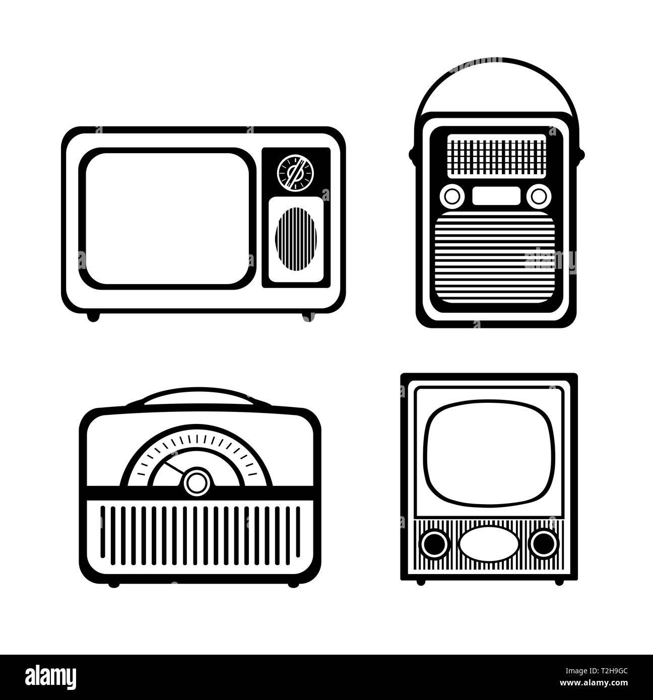 vintage radio set black and white stock photos images alamy