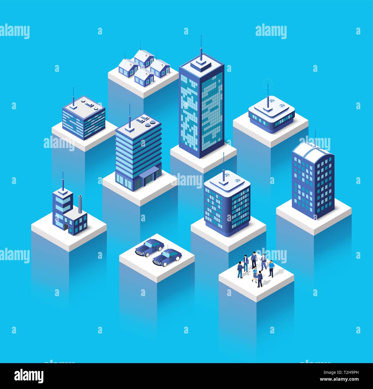 Isometric set module city with skyscraper from urban building vector ...