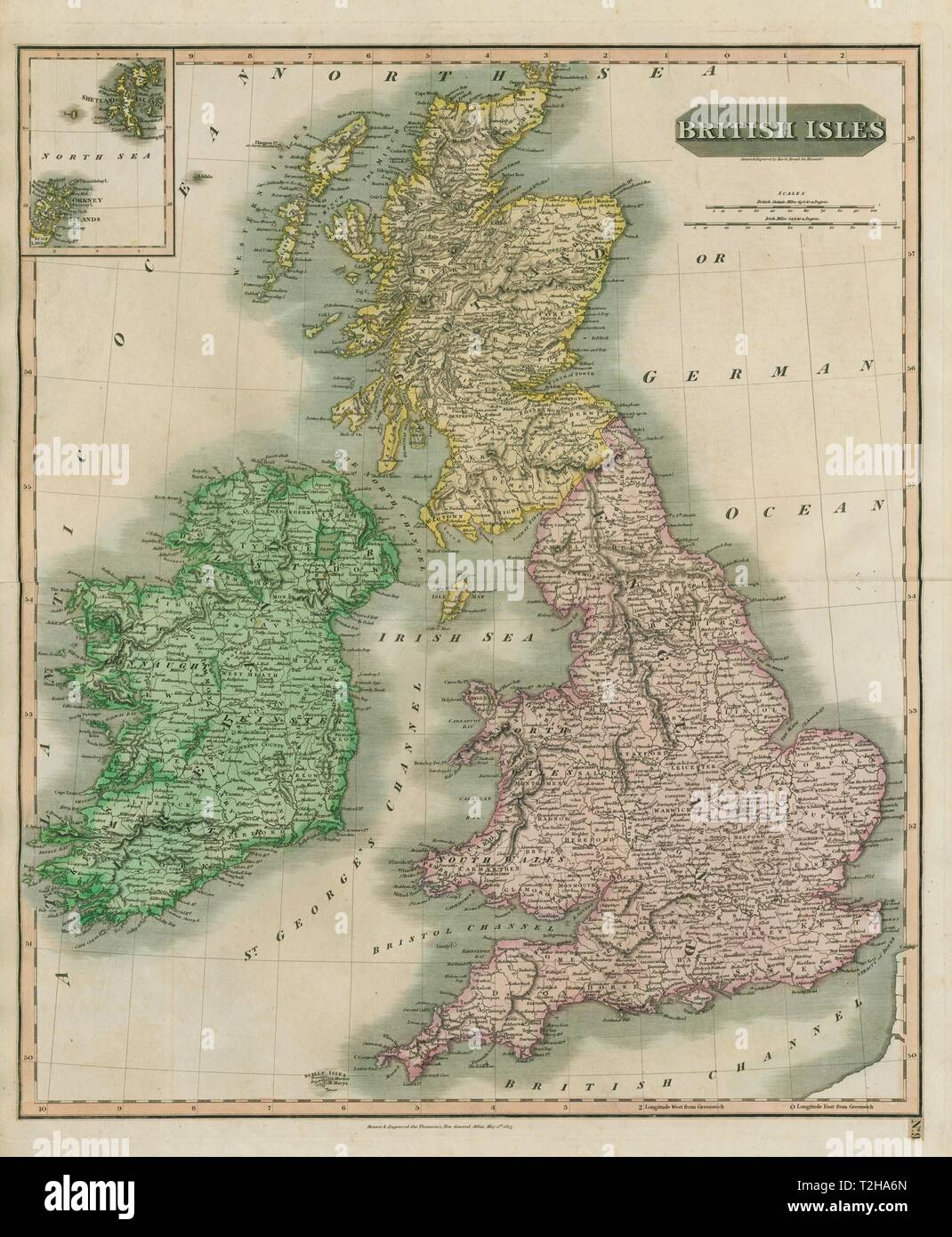 British Isles By John Thomson England Ireland Scotland Wales 1817 Old Map Stock Photo Alamy