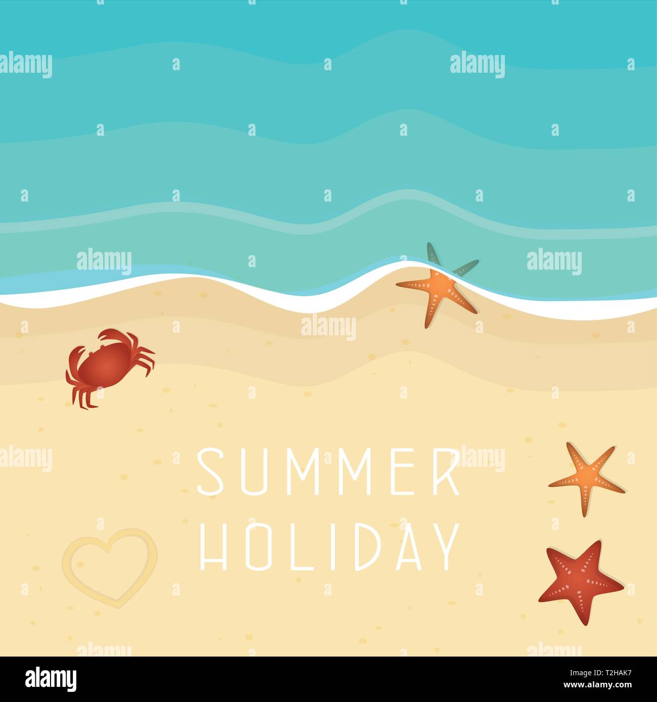 summer holiday on the beach with starfish and crab vector illustration EPS10 Stock Vector