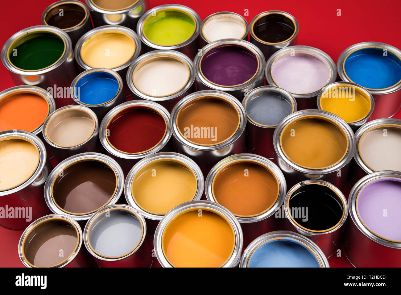 Open buckets with a paint Stock Photo Alamy