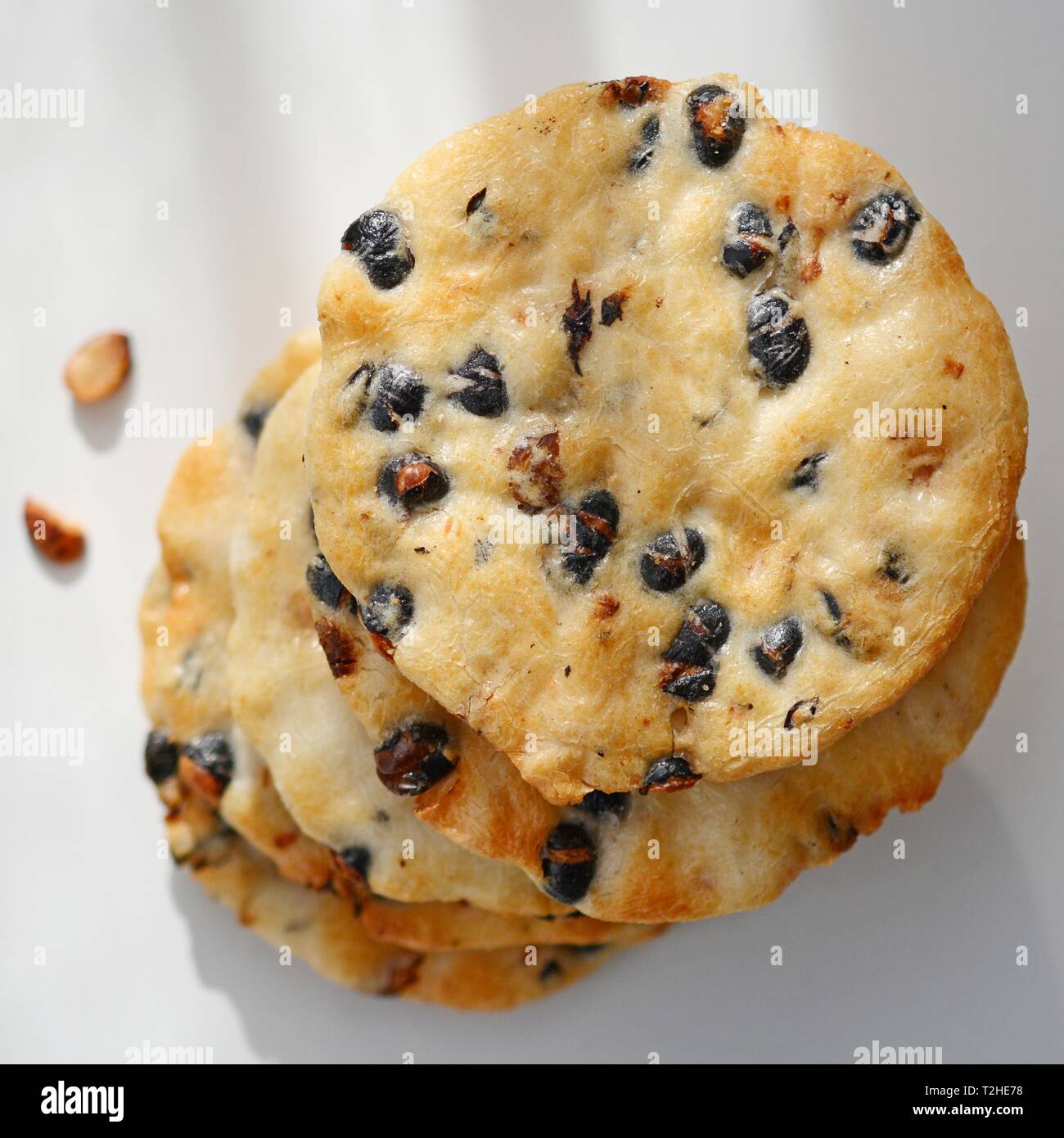 Kuromame Senbei, biscuits, rice biscuits with black soybeans, Japanese cuisine, Japan Stock Photo