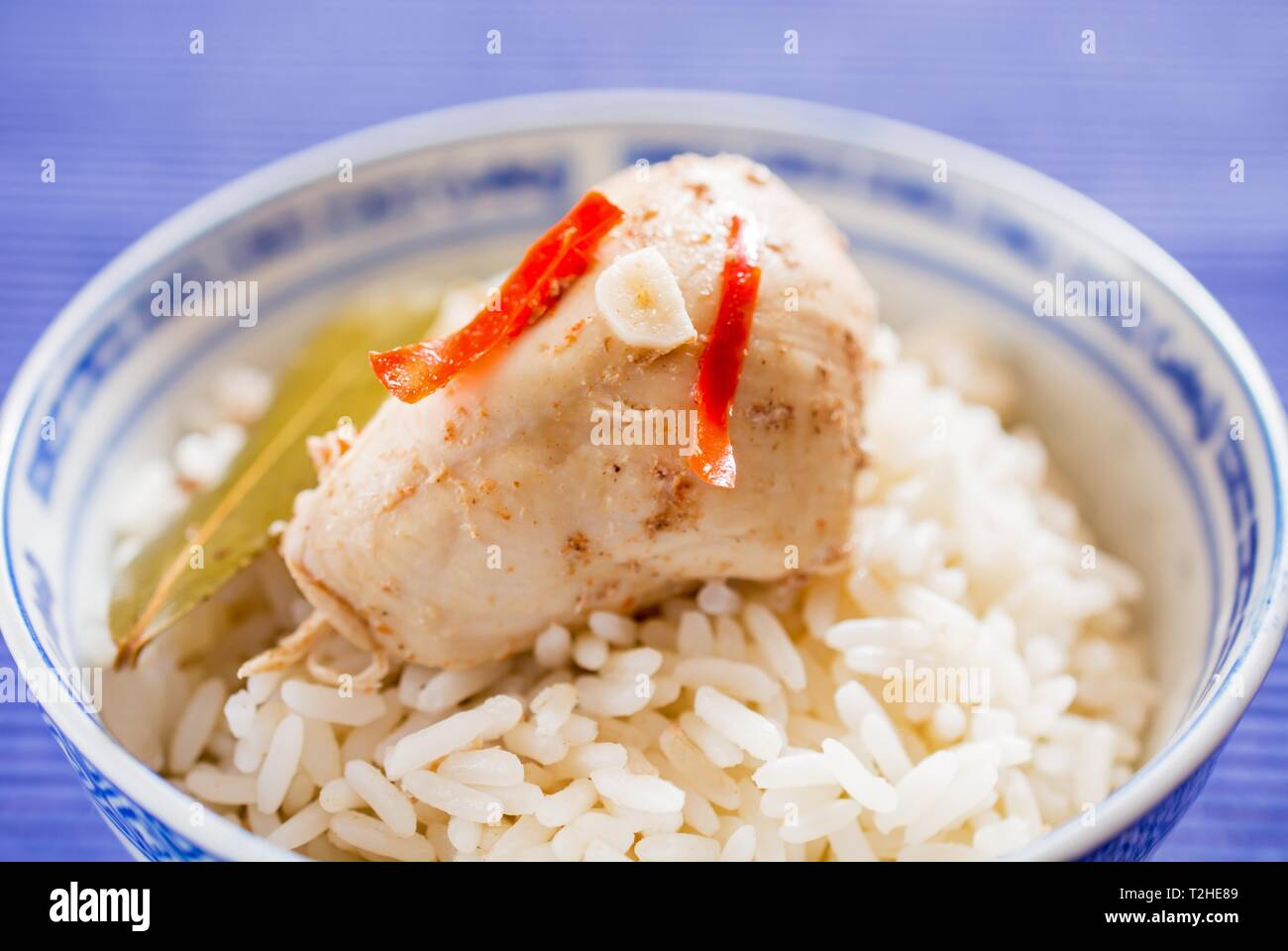 Rice with chicken, Chicken Adobo, Philippines dish, Asian cuisine, Philippines Stock Photo