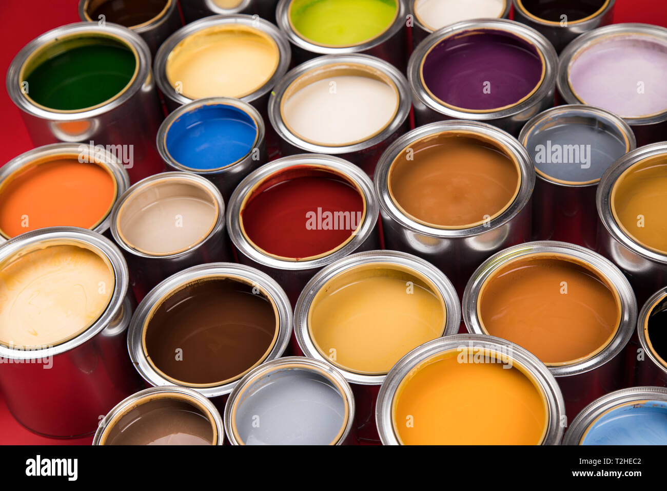 Open buckets with a paint Stock Photo Alamy