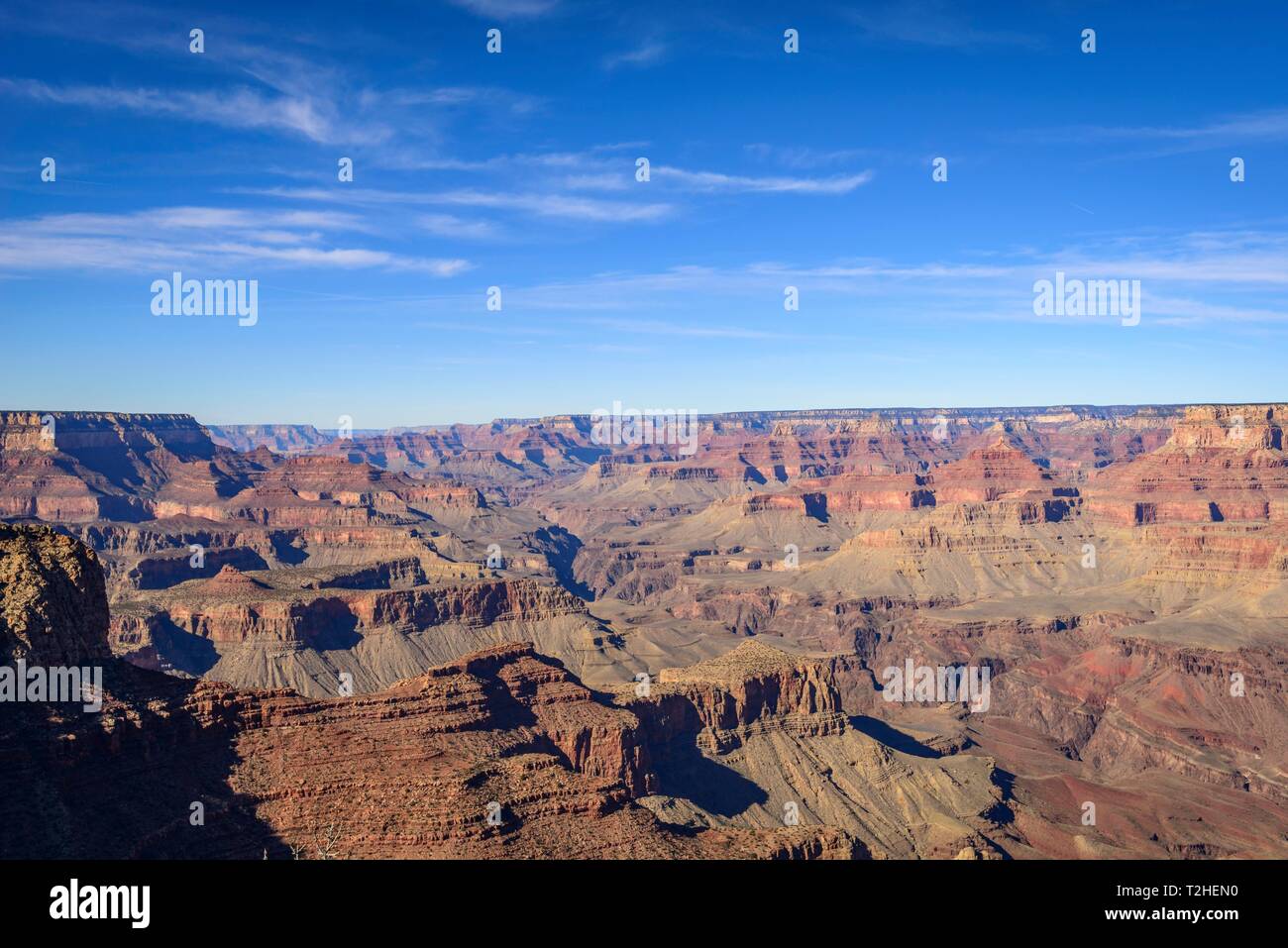 Canyon landscape, gorge of the Grand Canyon, eroded rocky landscape, South Rim, Grand Canyon National Park, Arizona, USA Stock Photo