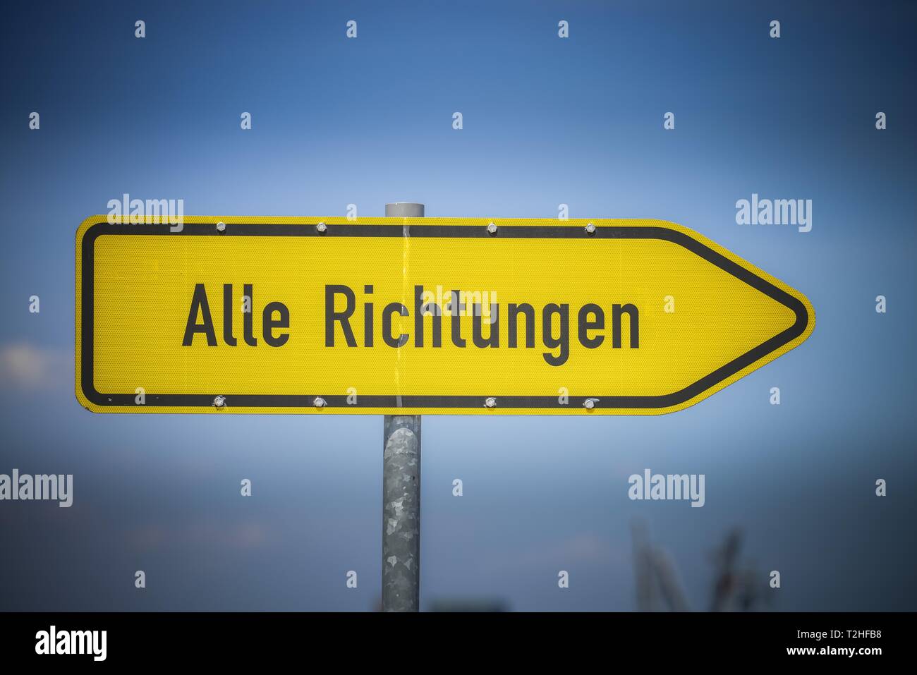 Road sign, All directions, Germany Stock Photo Alamy