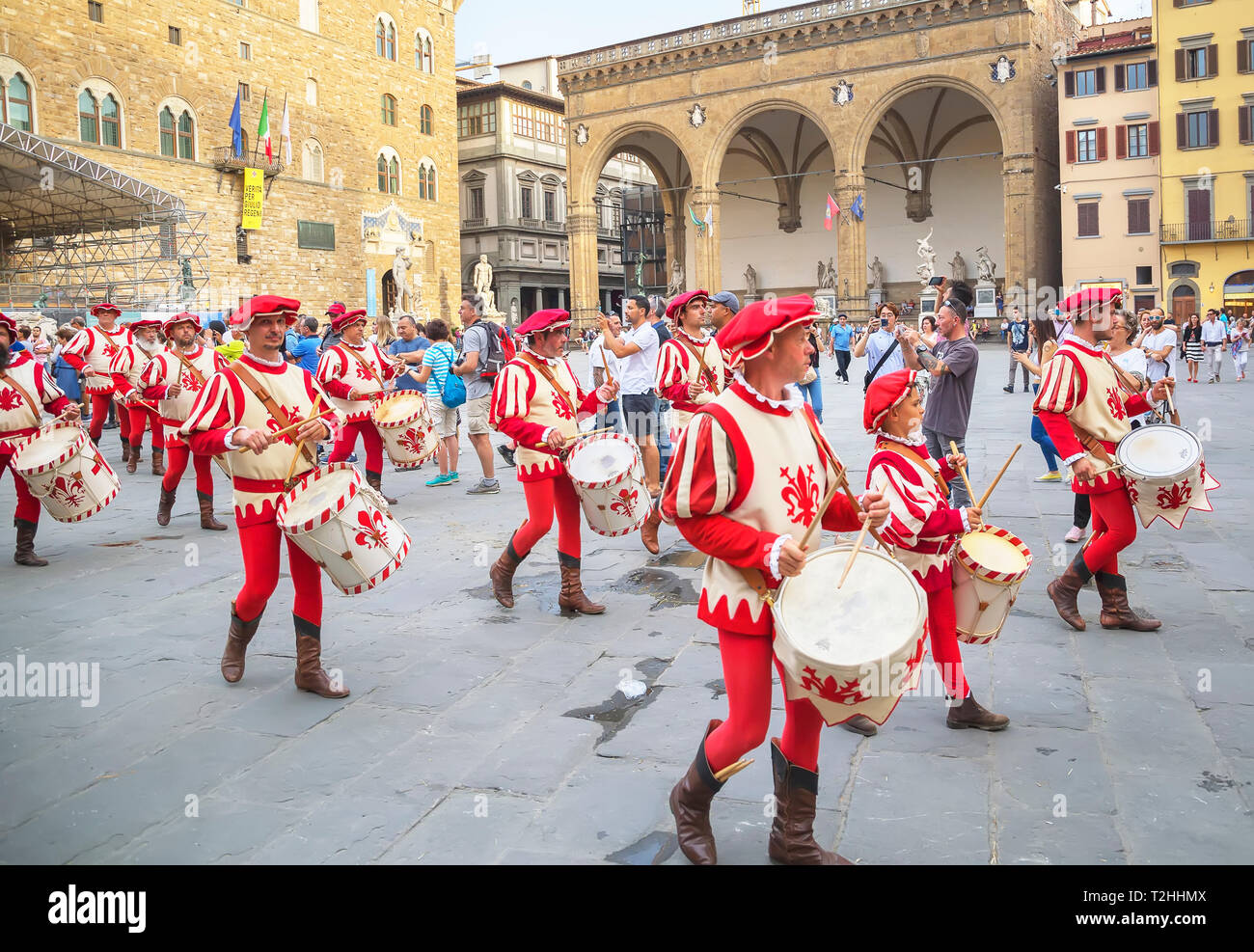 Drummers in Calcio Storico Fiorentino festival at Piazza della Signoria