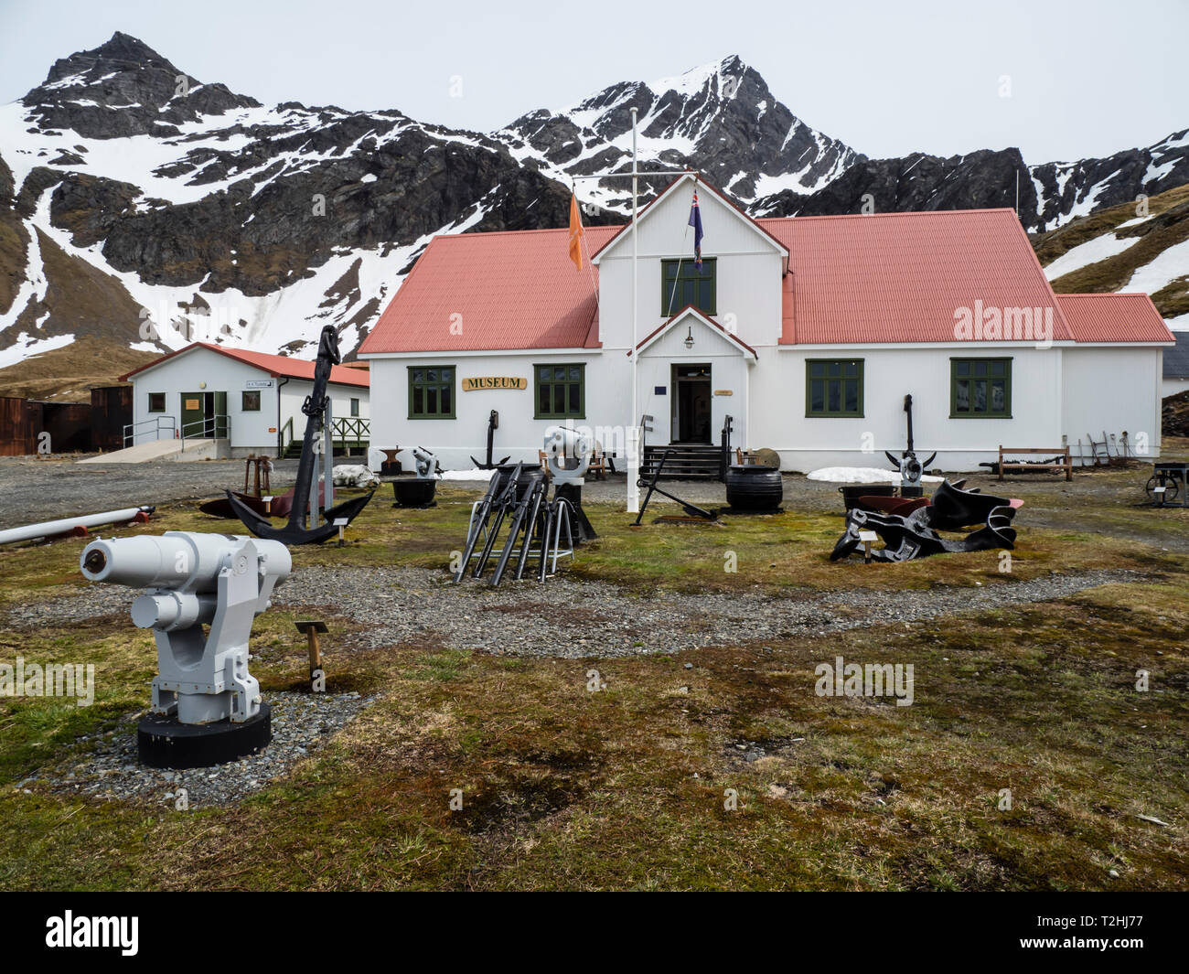 The natural history museum at Grytviken, now cleaned and refurbished for tourism on South Georgia Island, Atlantic Ocean Stock Photo