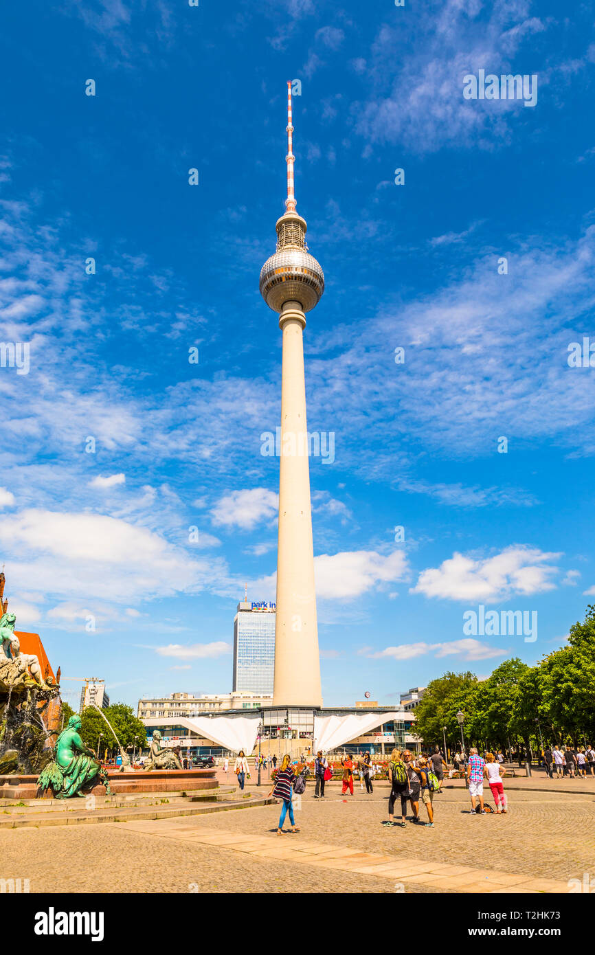The Berlin Television Tower at Alexanderplatz, Berlin, Germany, Europe Stock Photo