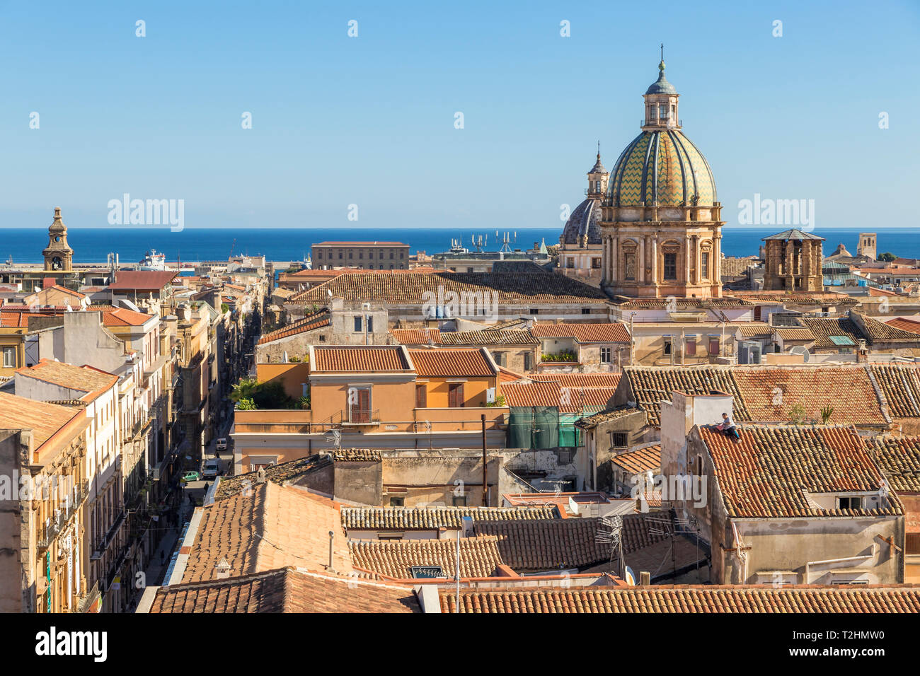 View from Santissimo Salvatore Church over the old town, Palermo, Sicily, Italy, Europe Stock Photo