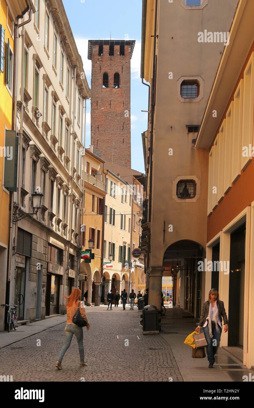 Torre degli Anziani from the Via Marsilio da Padova, Padua, Veneto, Italy, Europe Stock Photo