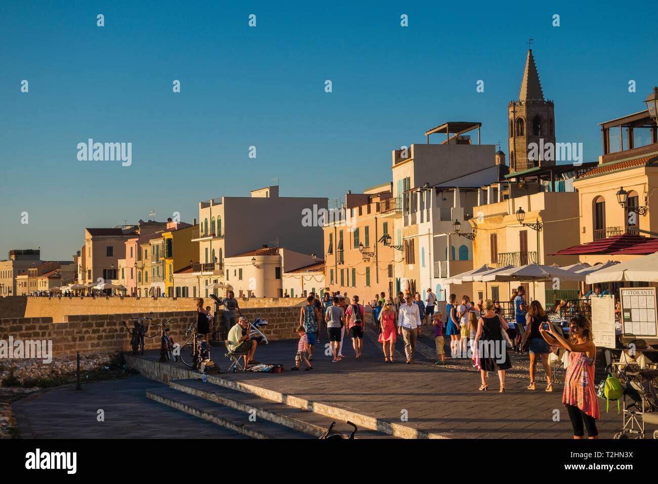 Tourists in the town of Alghero, Sardinia, Italy, Europe Stock Photo