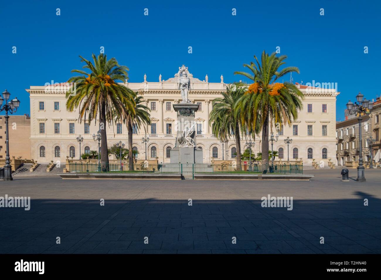 Palazzo della Provincia in the town square Piazza d'Italia, Sassari, Sardinia, Italy, Europe Stock Photo