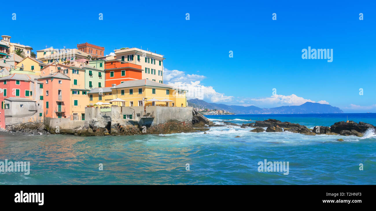 The old fishing village of Boccadasse, Genoa, Liguria, Italy, Europe Stock Photo