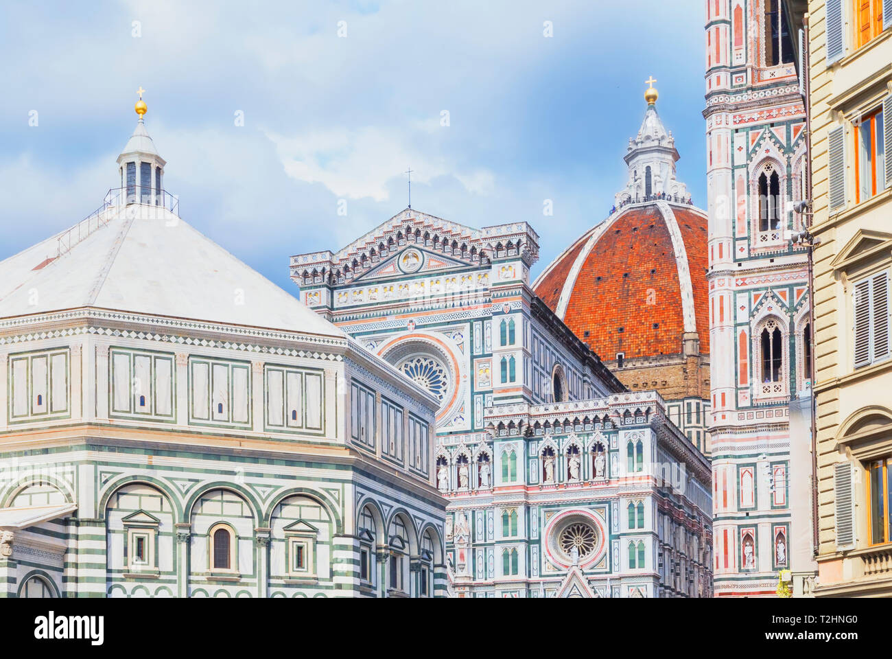 View of Unesco's Duomo Santa Maria del Fiore, Giotto's Campanile and Brunelleschi's dome, Florence, Tuscany, Italy, Europe Stock Photo